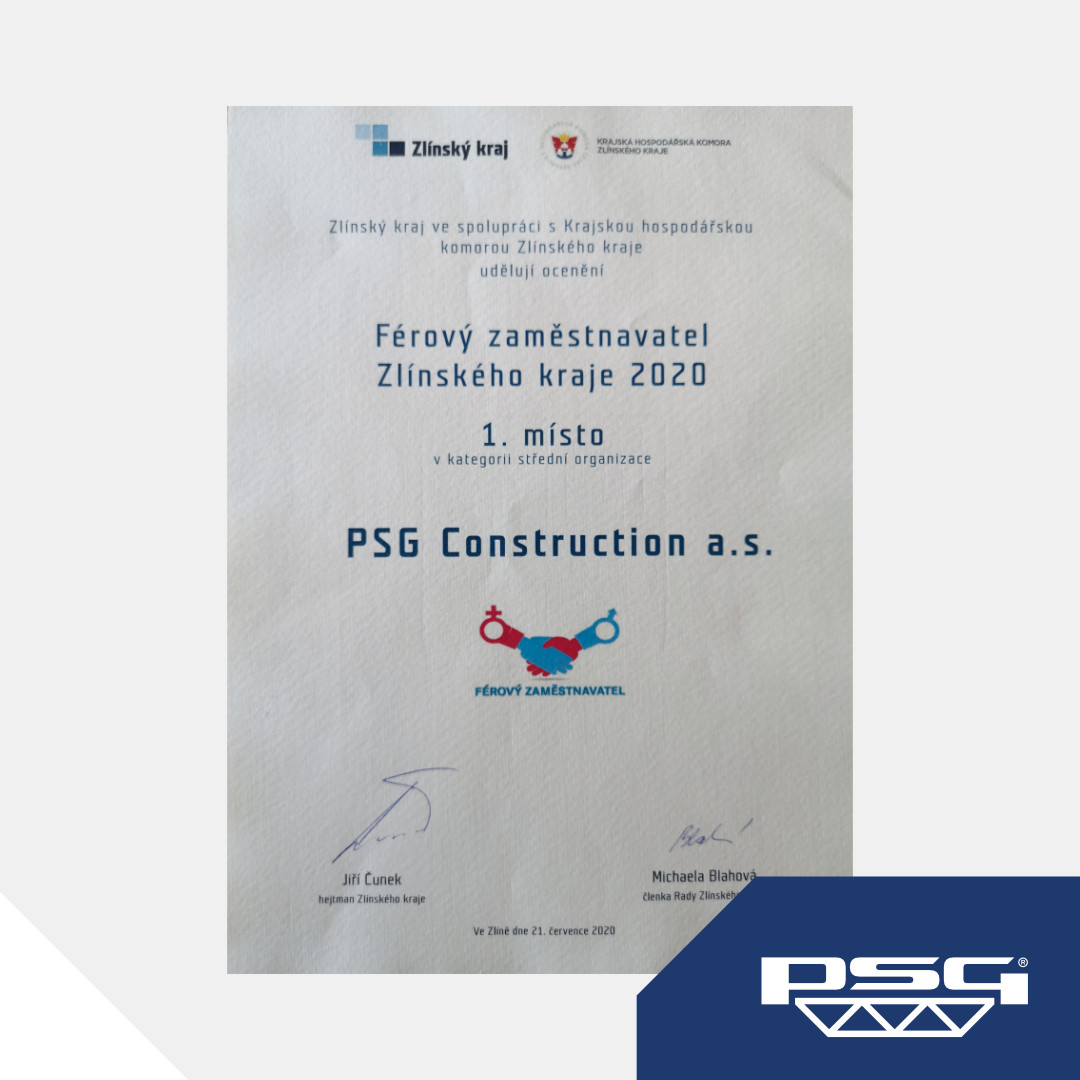 1. místo Férový zaměstnavatel Zlínského kraje 2020